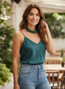 Paniery handmade Kenyan choker necklace with double rings, featuring intricate green and bronze beading.