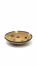 Paniery handwoven natural fiber wall basket with black accents, perfect for boho or minimalist decor.