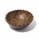 Paniery handcrafted olive wood serving bowl with a unique wavy edge and natural wood grain.