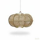 Paniery handwoven natural raffia pendant lampshade with an organic, bulbous shape and intricate open weave. Made in Morocco.