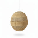 Paniery handwoven natural raffia pendant lampshade with a sculptural, spherical design and open weave.