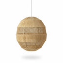 Paniery handwoven natural raffia pendant lampshade with a sculptural, layered design, creating ambient light.