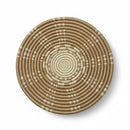 Paniery 40 cm round sweetgrass woven tray with a concentric geometric pattern in natural beige and cream tones.