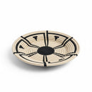 Paniery 40 cm natural sweetgrass woven tray with black geometric pattern, handcrafted in Rwanda.