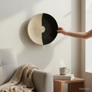 Paniery 40 cm handwoven sweetgrass tray, black and natural split design, wall decor or table centerpiece.