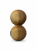 Paniery handcrafted wooden serving bowl with African multi-section design, natural wood texture, and black and white striped accents.