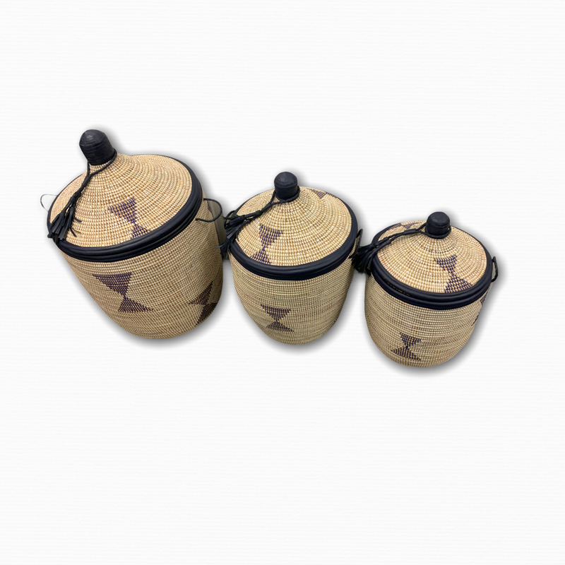 Maya Leather  Baskets